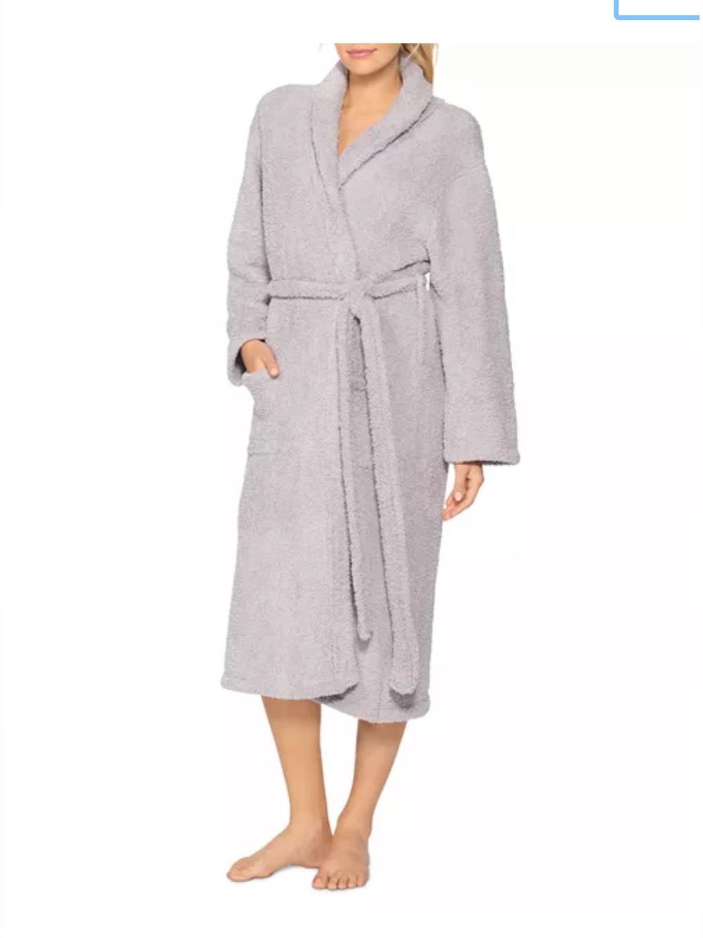 Barefoot Dreams cozy Chic Plush Bath Robe in Light Gray. Size 2/M.